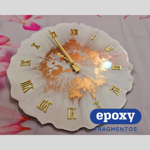 Reloj Mural Blanco/Dorado - Image 3